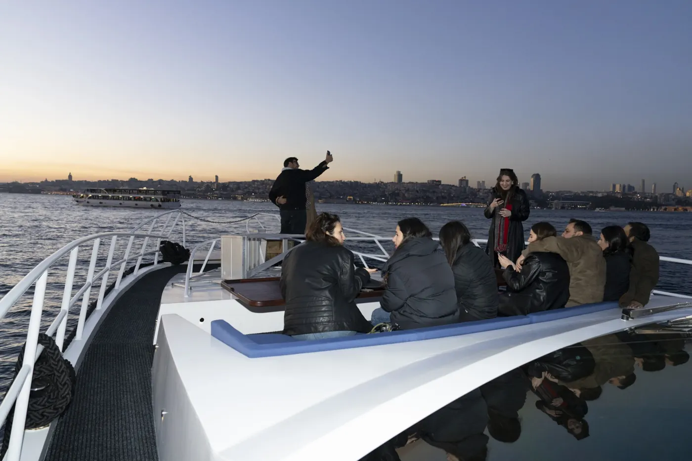Yacht party at sunset on the Bosphorus