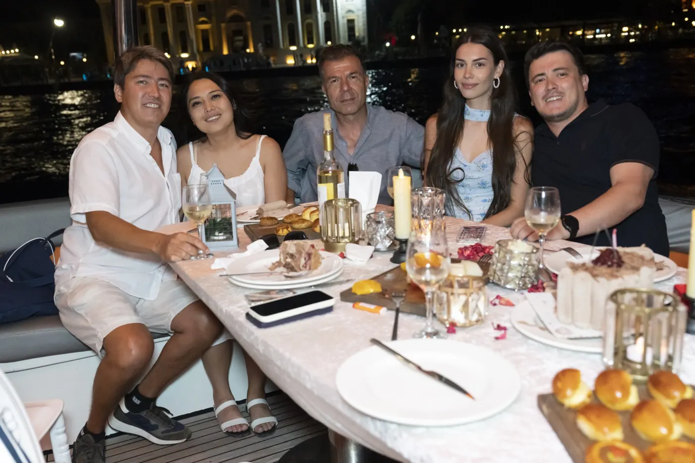 Engagement dinner with family on a yacht in Istanbul